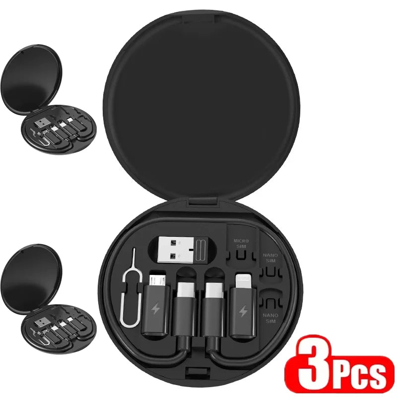 60W Multi USB Adapter Cable Kit – Type-C to C, Lightning, Micro USB & USB-A Converters - Moss Roze