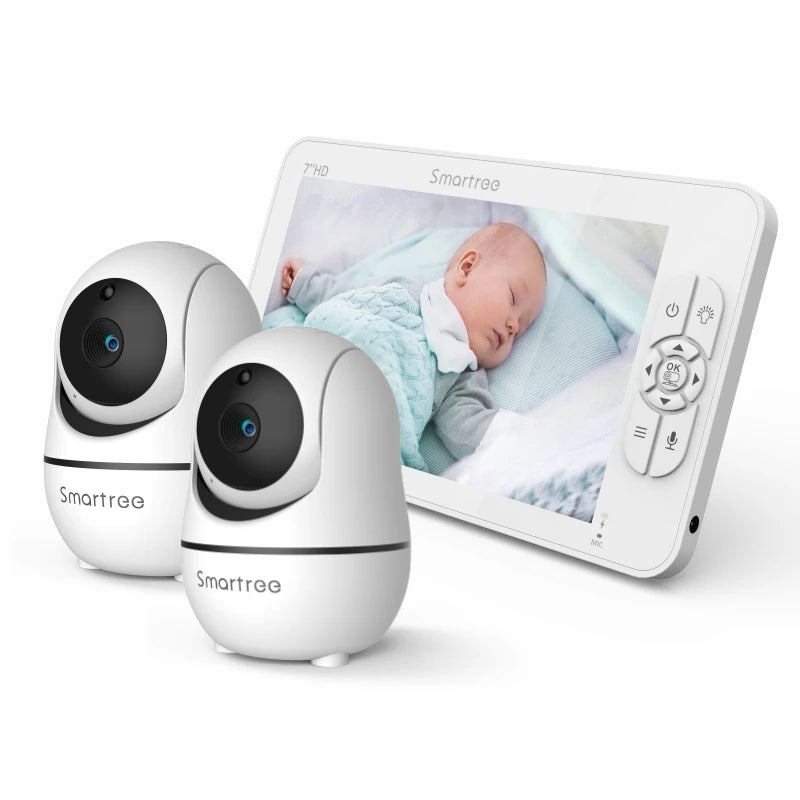 7" 1080P HD Split Screen Video Baby Monitor with two HD Camera - Moss Roze