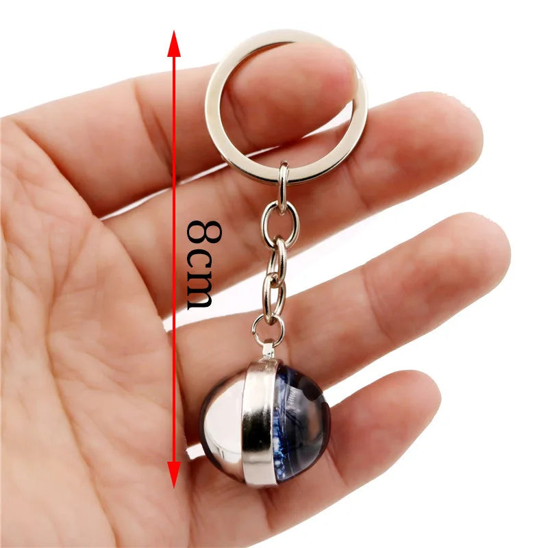 Galaxy Planet Keychain with Glass Ball Pendant | Earth Moon Solar System Key Ring for Bags, Vintage Starry Sky Universe Accessory - Moss Roze