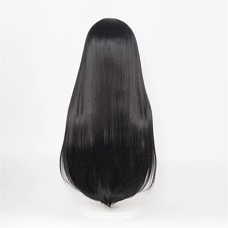 Long Straight Black Synthetic Wig for Women – Natural Cosplay Wig with Breathable Cap, 26-Inch Heat-Resistant Fiber Hairpiece - Moss Roze
