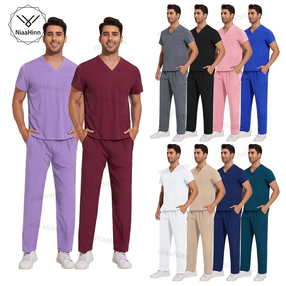 Unisex Nursing Scrubs Set – Anti-Wrinkle Medical Uniform for Doctors, Nurses & Hospital Staff - Moss Roze