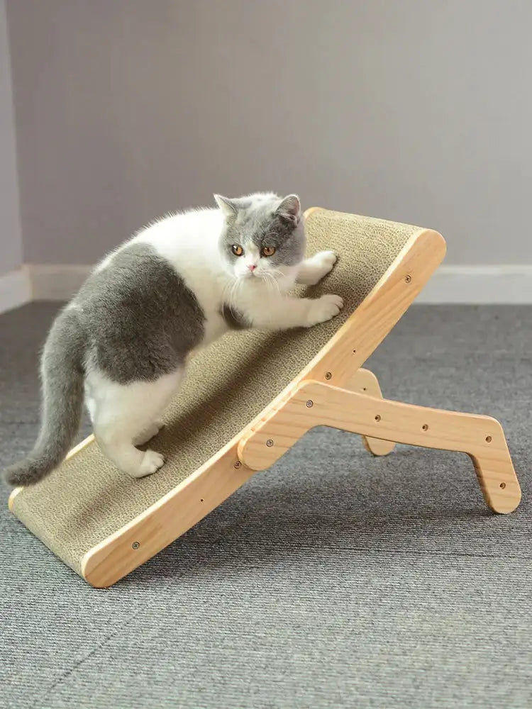 Cat Scratcher Board Wooden Frame – 3-in-1 Detachable Scratching Post and Lounge Bed
