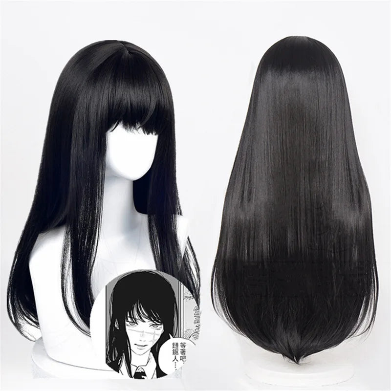 Long Straight Black Synthetic Wig for Women – Natural Cosplay Wig with Breathable Cap, 26-Inch Heat-Resistant Fiber Hairpiece - Moss Roze