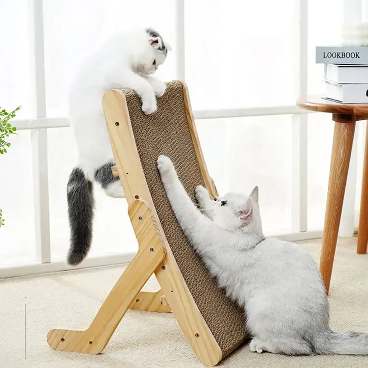 Cat Scratcher Board Wooden Frame – 3-in-1 Detachable Scratching Post and Lounge Bed