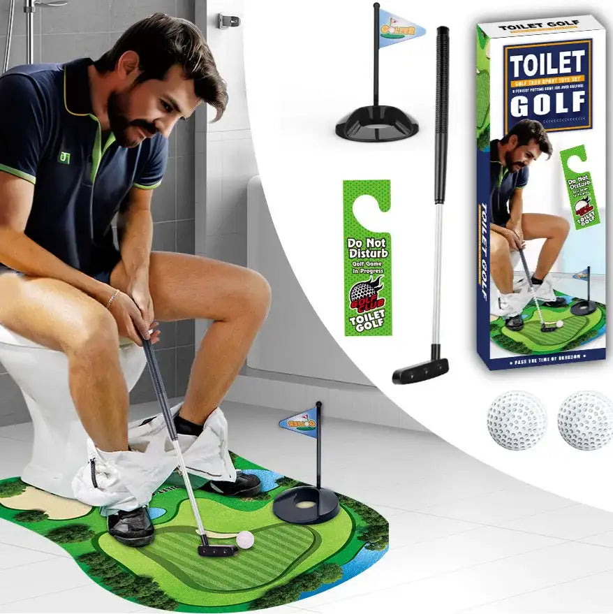 Toilet Golf Game Mat – Funny Bathroom Mini Golf Set with mat - Moss Roze