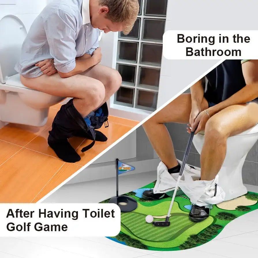 Toilet Golf Game Mat – Funny Bathroom Mini Golf Set with mat - Moss Roze