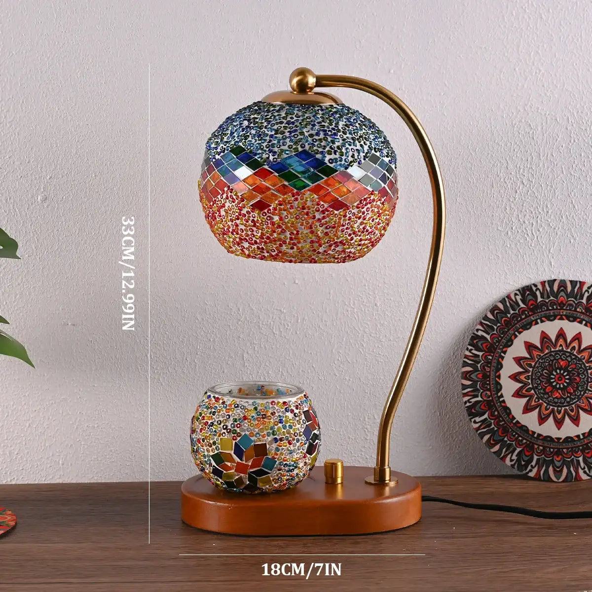 Bohemian Style Hand-Colored Glass Bedside Lamp – 3-Color Retro Table Light