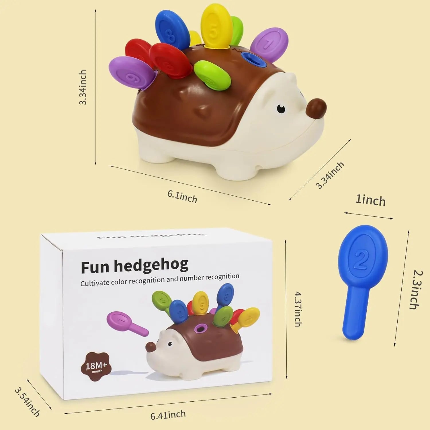 Hedgehog Montessori Educational Toy – Fine Motor Skills, Counting & Color Learning Game for Toddlers - Moss Roze