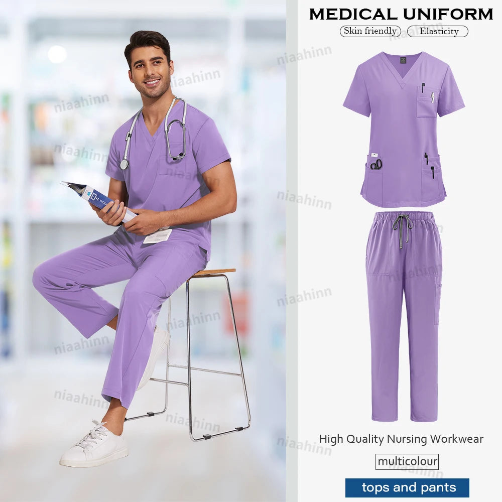 Unisex Nursing Scrubs Set – Anti-Wrinkle Medical Uniform for Doctors, Nurses & Hospital Staff - Moss Roze