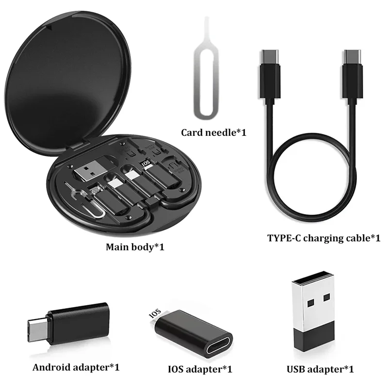 60W Multi USB Adapter Cable Kit – Type-C to C, Lightning, Micro USB & USB-A Converters - Moss Roze