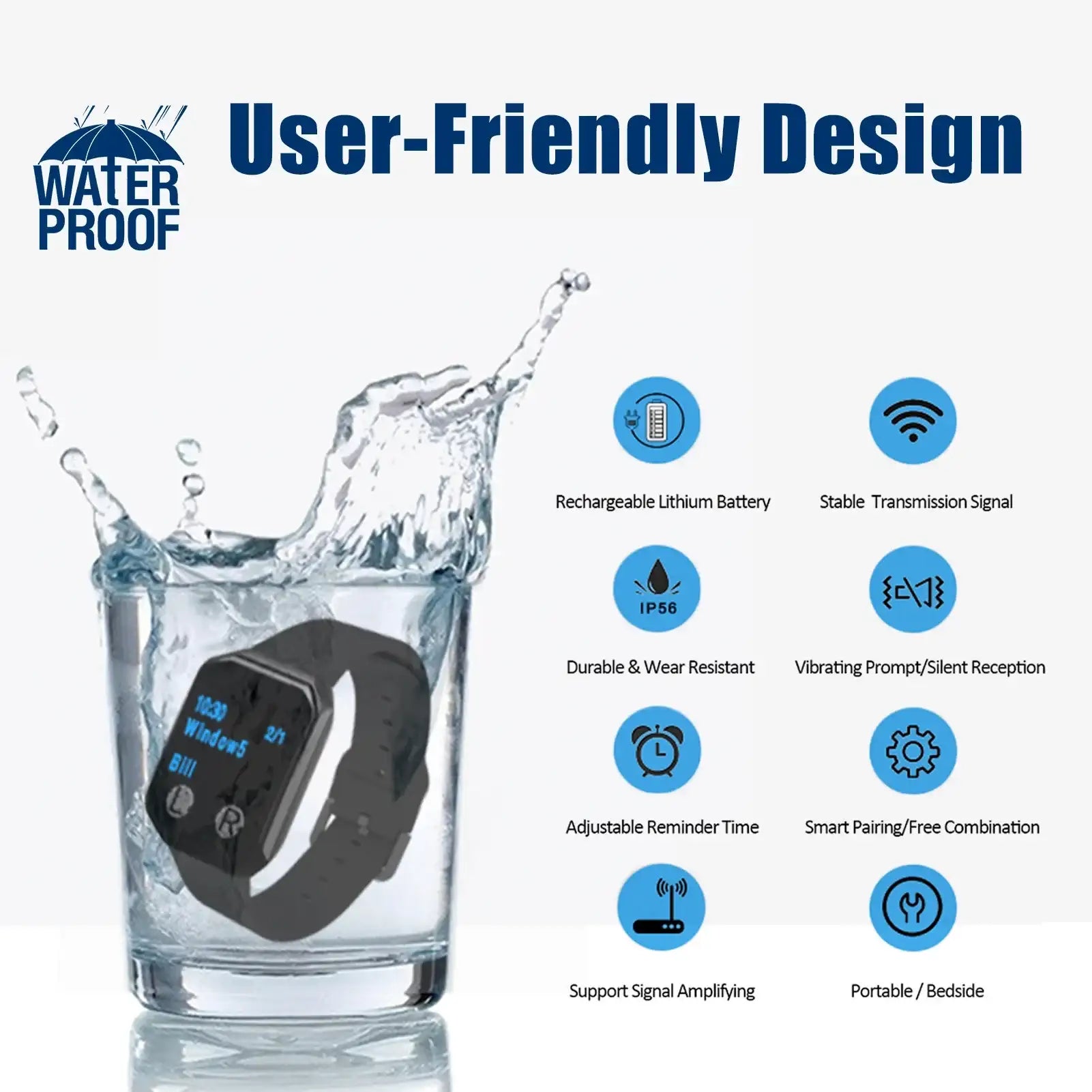 Wireless Nurse Call Button with Watch Receiver – Emergency Buzzer Alert System for Hospitals, Clinics & Home