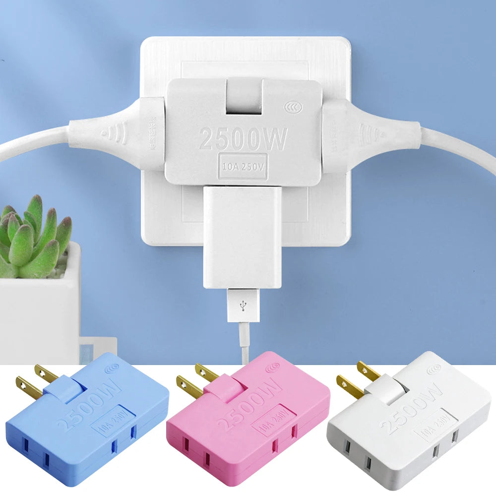 3-in-1 US Plug Rotatable Socket Converter – Compact Multi-Plug Adapter (180° Rotation) - Moss Roze