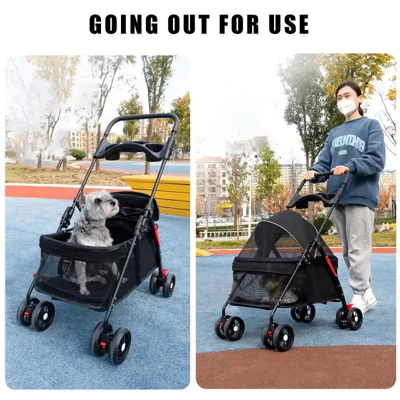 Foldable Pet Stroller for Small Dogs & Cats – Lightweight Travel Carrier for Outdoor Walks