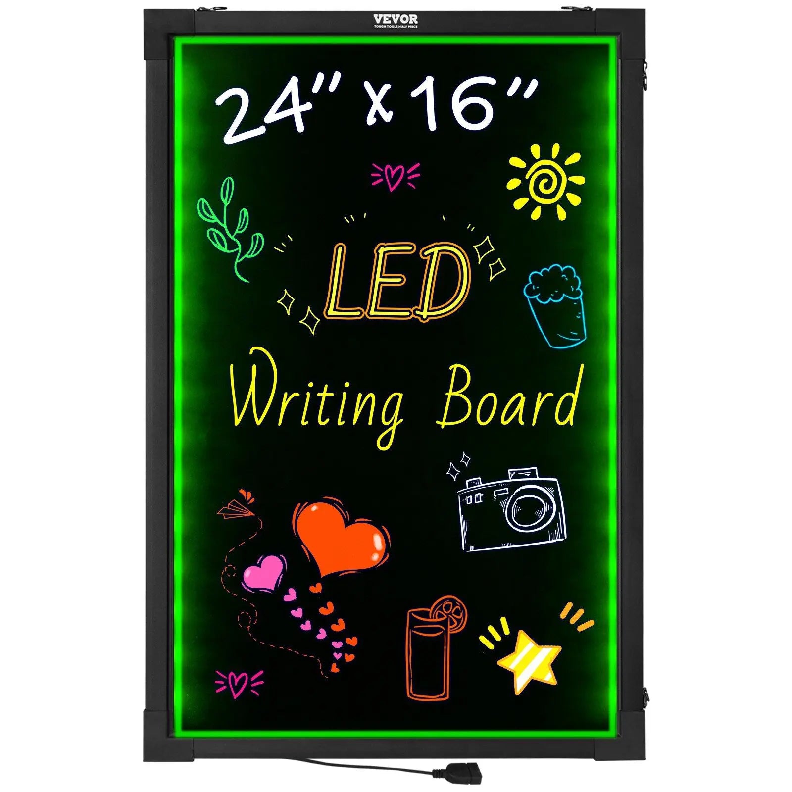 Erasable Neon Lighted Chalkboard with Remote and 8 Fluorescent Markers - Moss Roze
