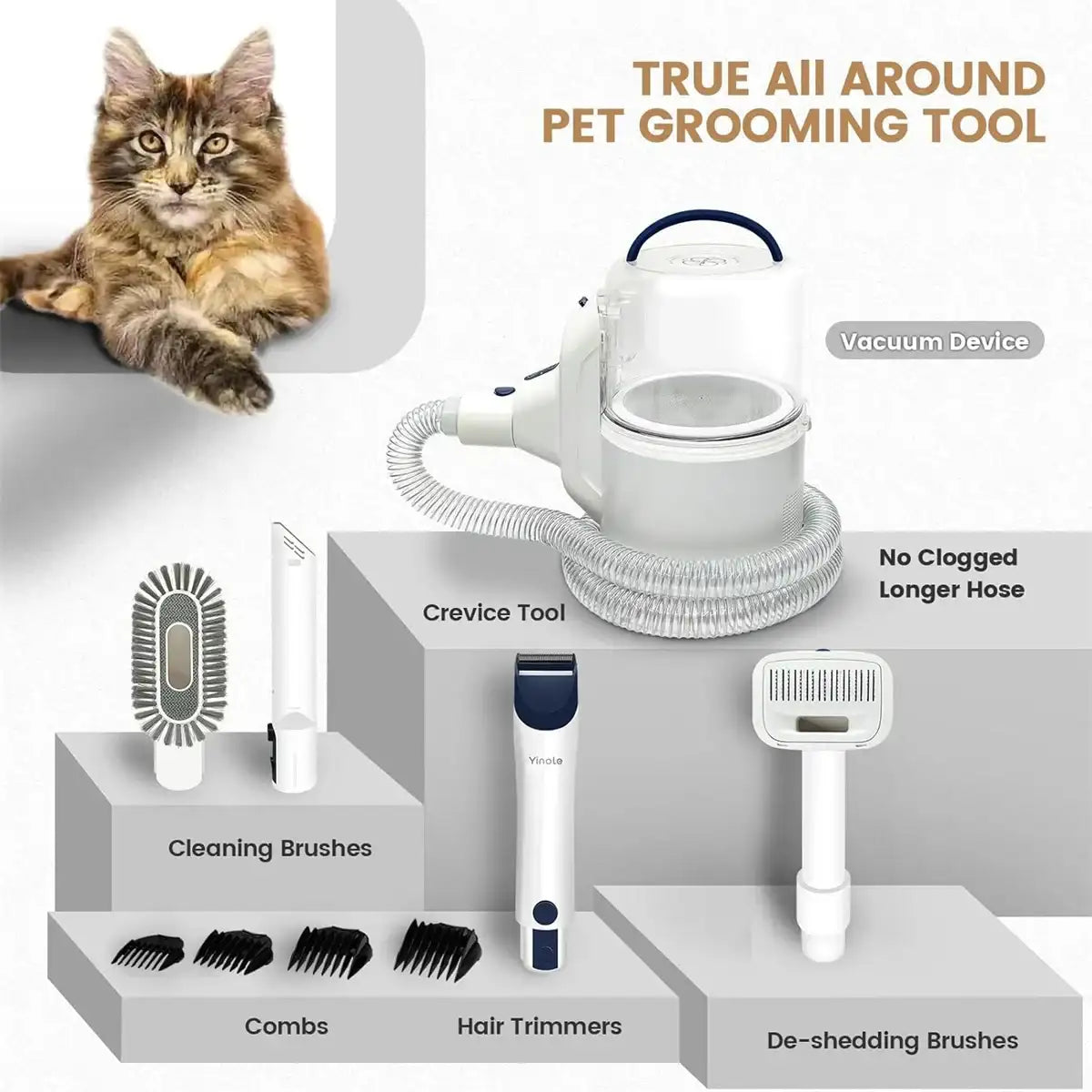 2.5L Dog Grooming Vacuum Kit – Low-Noise Pet Clipper with Deshedding & Cleaning Tools