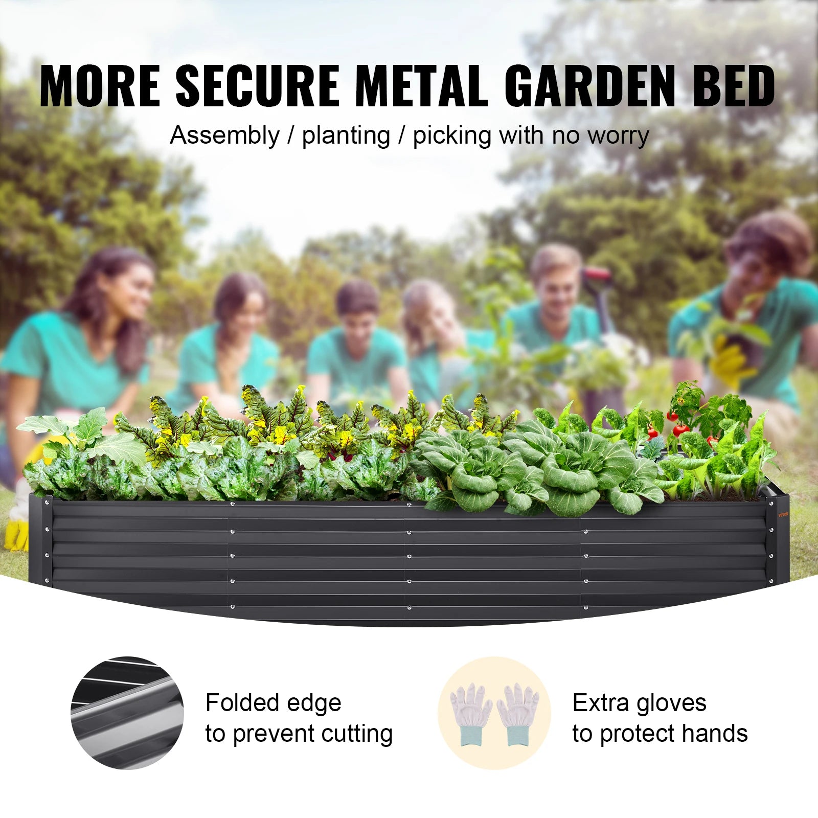 Raised Garden Bed Kit – Large Metal Planter Box with Open Bottom for Outdoor Vegetables, Flowers, and Herbs - Moss Roze