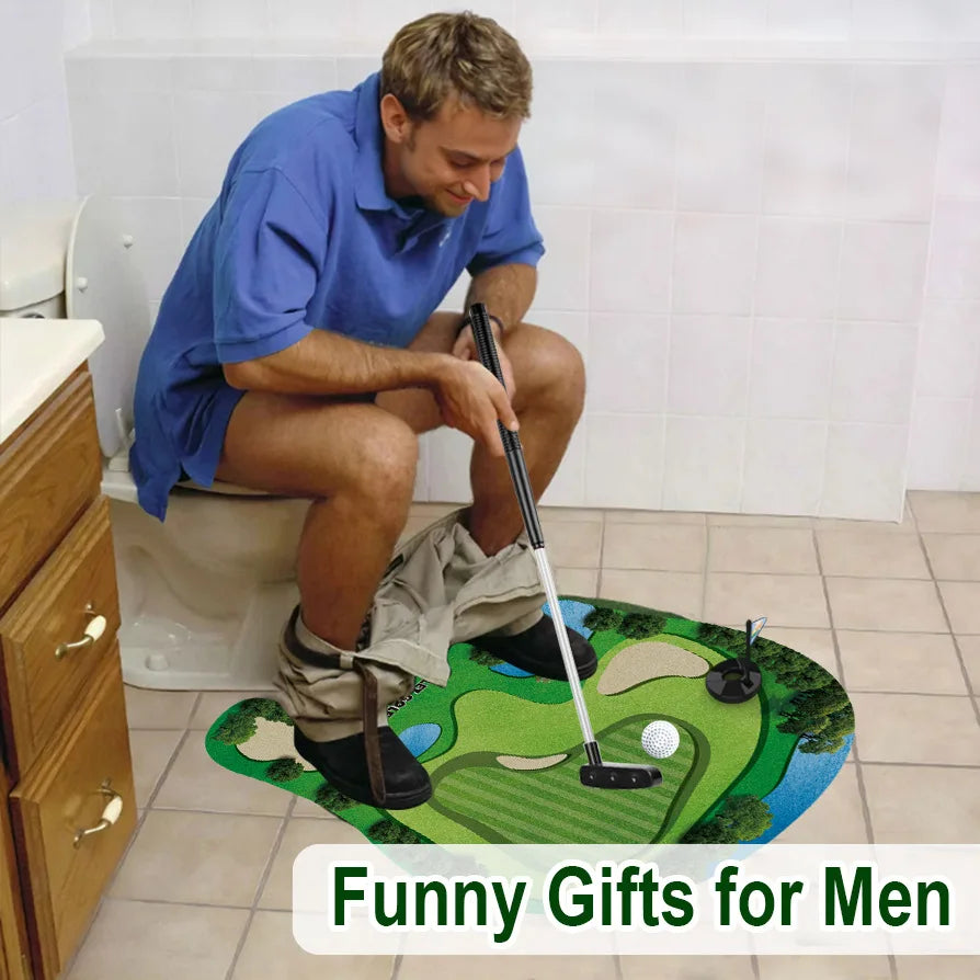 Toilet Golf Game Mat – Funny Bathroom Mini Golf Set with mat - Moss Roze
