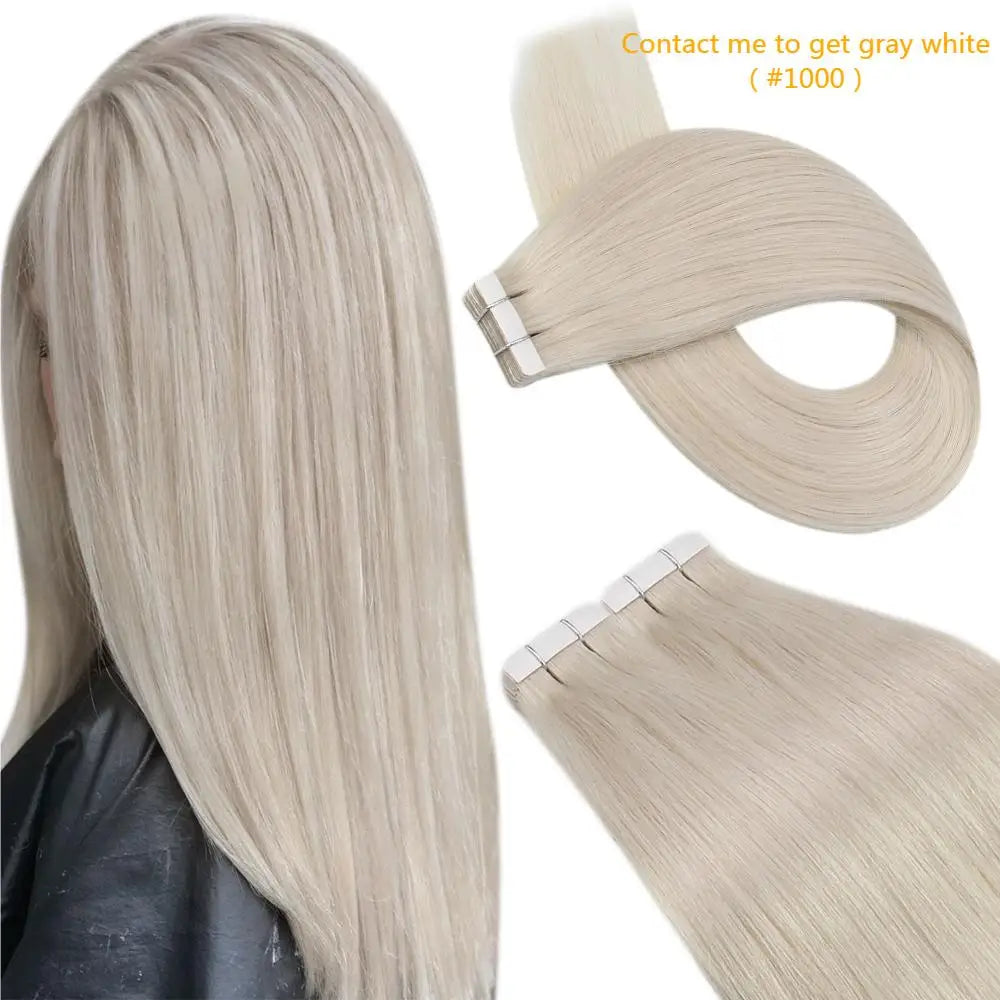Tape-In Human Hair Extensions Real Brazilian Remy Hair Straight Seamless Skin Weft for Women, 12–24 Inch, 20P/40P | Best Women Hair - Moss Roze