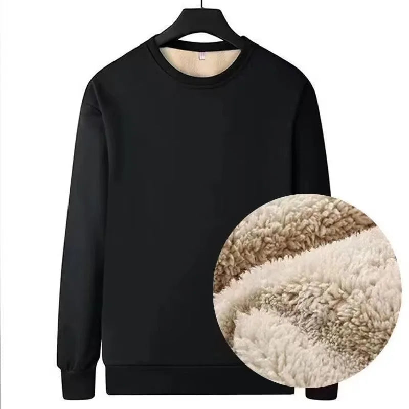 Men’s Thick Velvet Thermal Top | Winter Warm Long Sleeve Round Neck Shirt – Fleece-Lined Thermal Underwear M–5XL | Unisex Body Warmer - Moss Roze