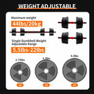 5–44lbs Adjustable Dumbbell Barbell Set – Home Gym Weights with Anti-Slip Grip
