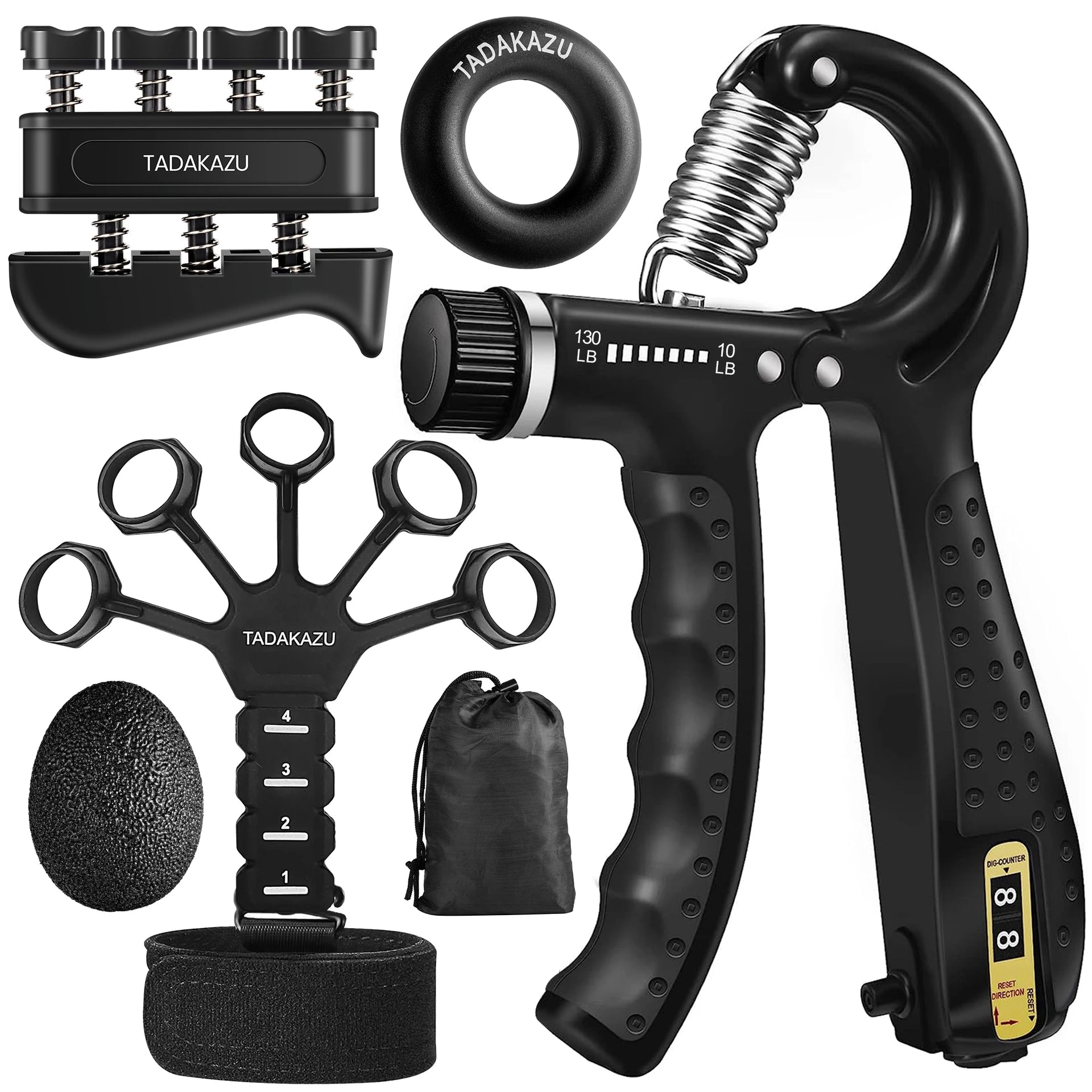 Grip Trainer Kit 5-in-1 | Adjustable Hand Gripper, Finger