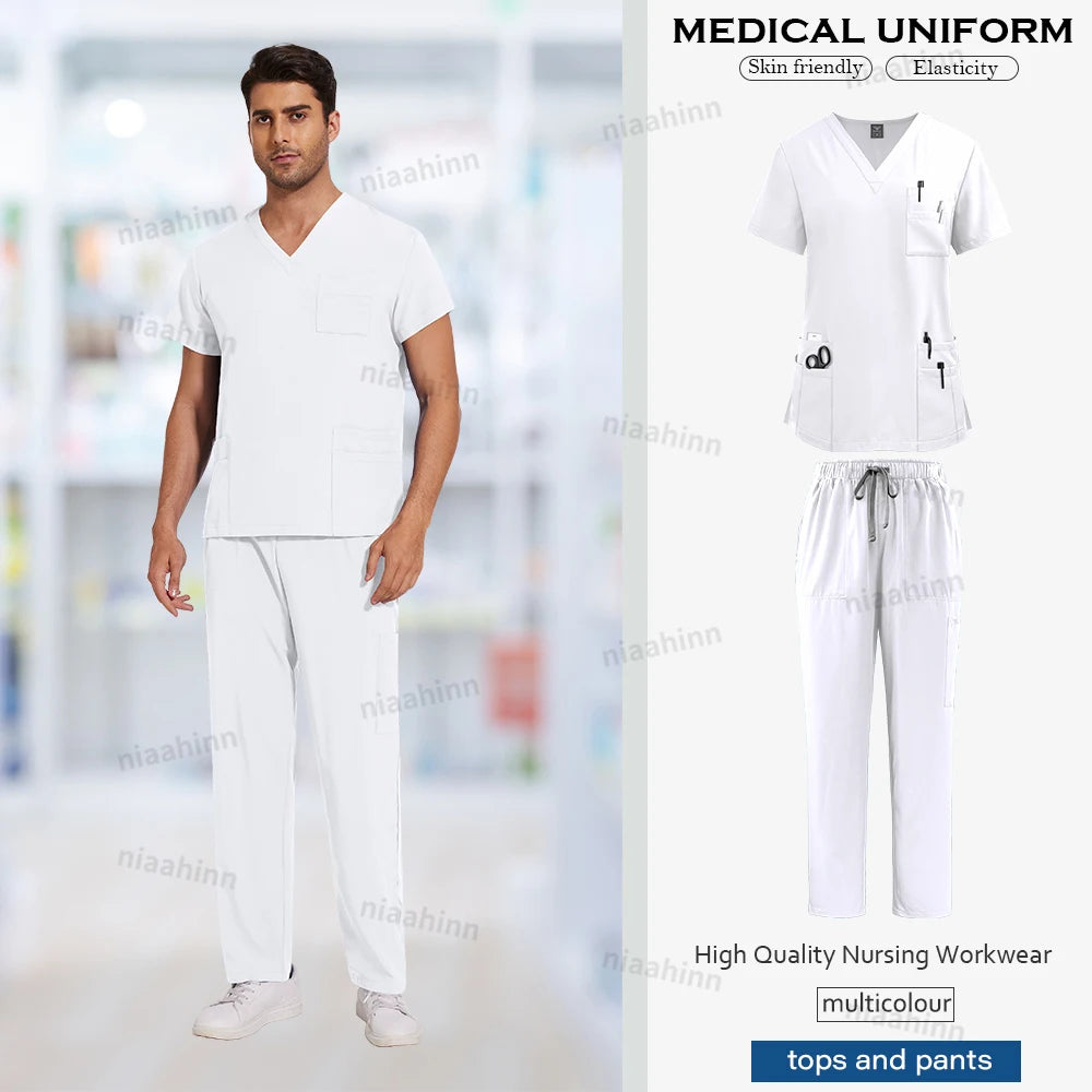Unisex Nursing Scrubs Set – Anti-Wrinkle Medical Uniform for Doctors, Nurses & Hospital Staff - Moss Roze