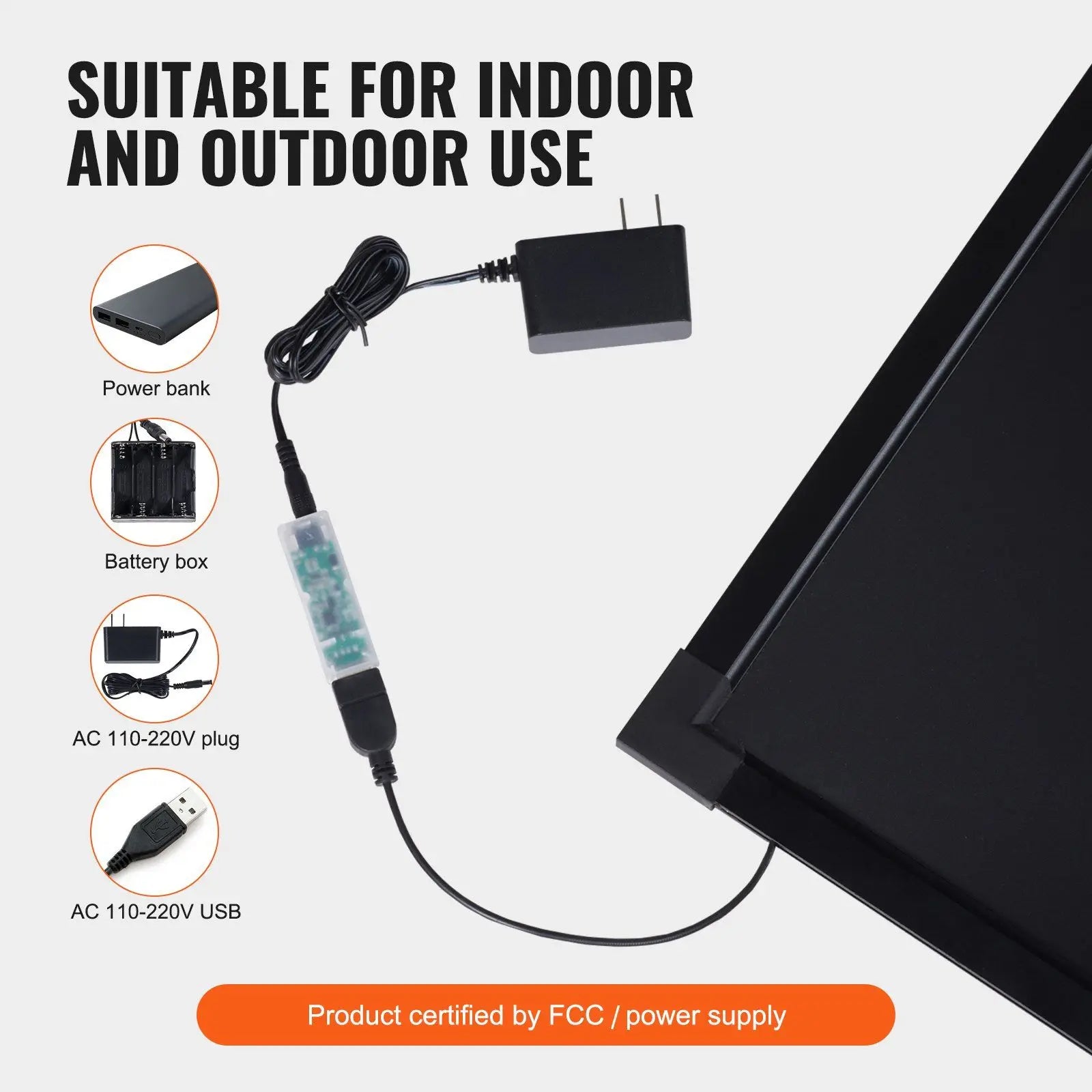 Erasable  Neon Lighted Chalkboard with Remote and 8 Fluorescent Markers - Moss Roze