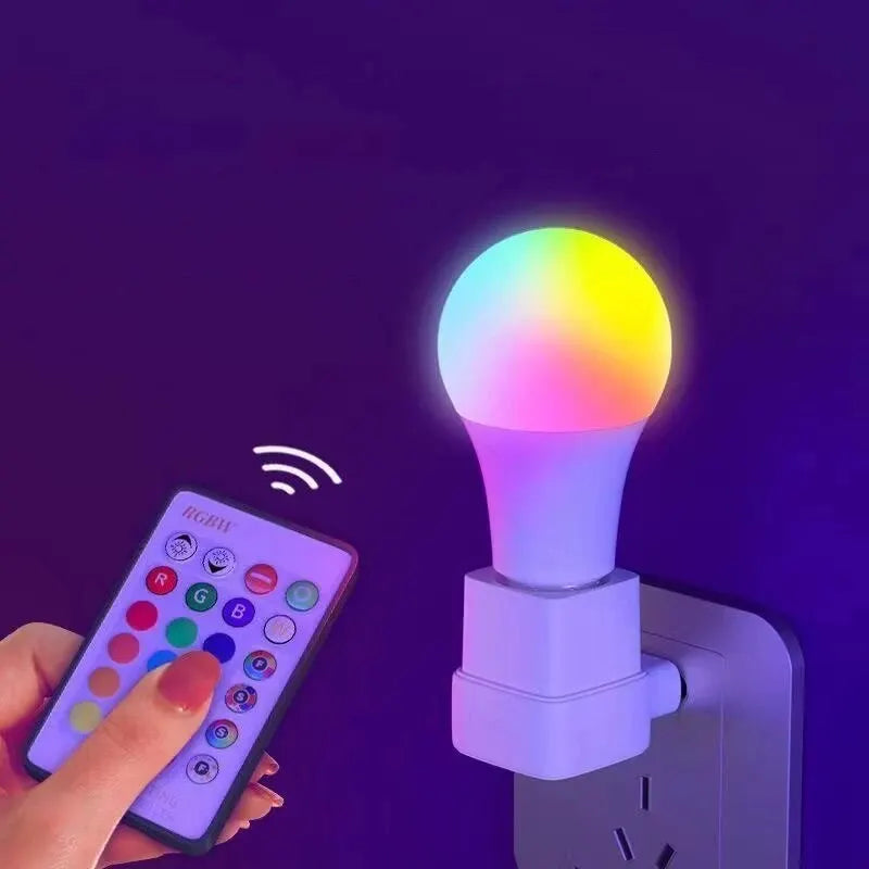 RGB LED Light Bulb with Remote Control, 16 Colors E27 220V Smart Dimmable Multicolor Lamp for Home & Mood Lighting | smart Tech gadgets - Moss Roze