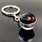 Galaxy Planet Keychain with Glass Ball Pendant | Earth Moon Solar System Key Ring for Bags, Vintage Starry Sky Universe Accessory - Moss Roze