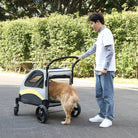 Foldable 4-Wheel Dog Stroller – Portable Pet Travel Carriage for Large Dogs & Cats, Breathable Outdoor Carrier