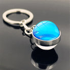 Galaxy Planet Keychain with Glass Ball Pendant | Earth Moon Solar System Key Ring for Bags, Vintage Starry Sky Universe Accessory - Moss Roze