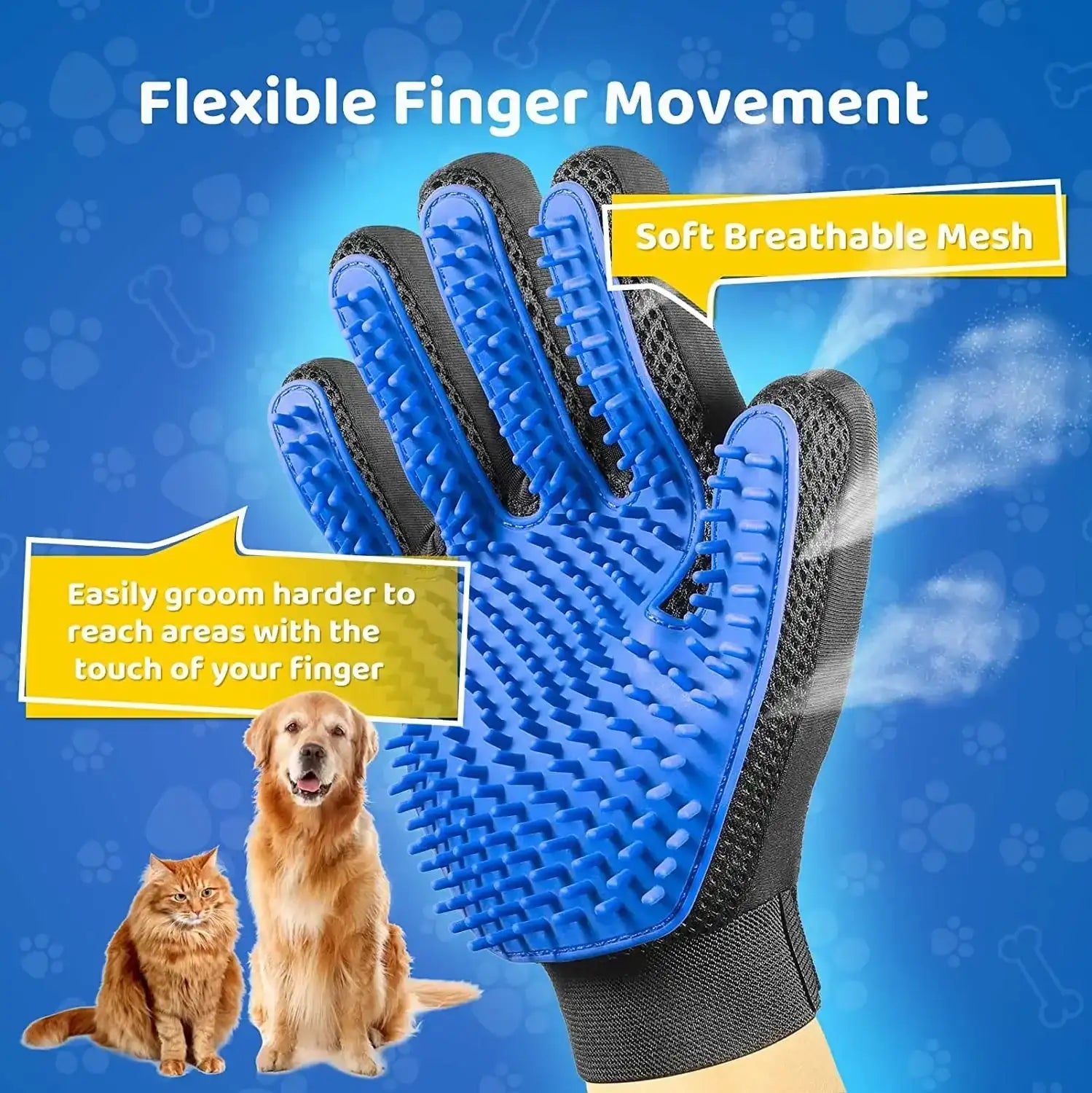 Pet Grooming Glove Hair Remover Mitt for Dogs & Cats