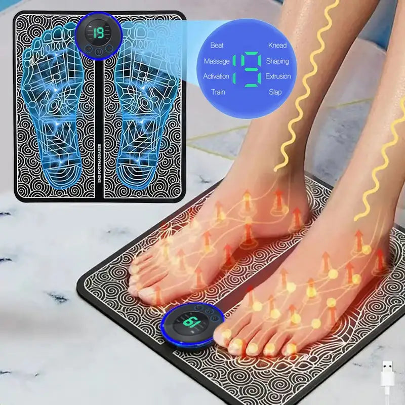Electric Foot Massager Pad – Portable EMS Muscle Stimulator for Relaxation, Pain Relief & Fitness