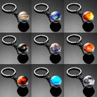 Galaxy Planet Keychain with Glass Ball Pendant | Earth Moon Solar System Key Ring for Bags, Vintage Starry Sky Universe Accessory - Moss Roze