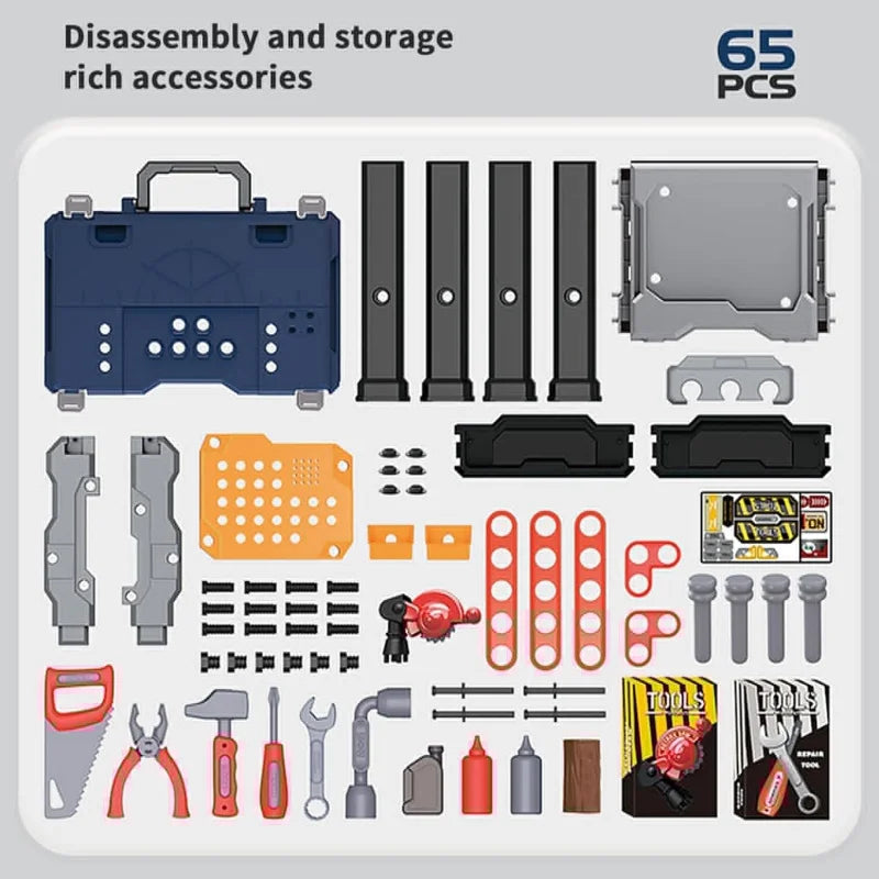 Kids Transformable Tool Bench Set – Realistic Pretend Play Construction Workshop Toy for Boys & Girls Age 3-12| Educational Learning Gift | New Year Gift - Moss Roze