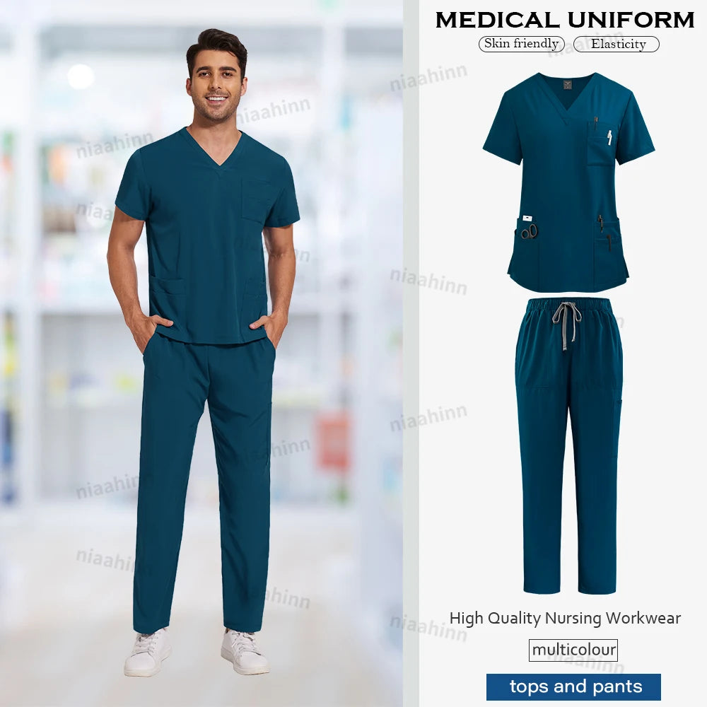 Unisex Nursing Scrubs Set – Anti-Wrinkle Medical Uniform for Doctors, Nurses & Hospital Staff - Moss Roze