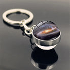 Galaxy Planet Keychain with Glass Ball Pendant | Earth Moon Solar System Key Ring for Bags, Vintage Starry Sky Universe Accessory - Moss Roze