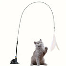 Interactive Cat Teaser Toy with Suction Cup – Feather Wand & Bell Pole for Active Play