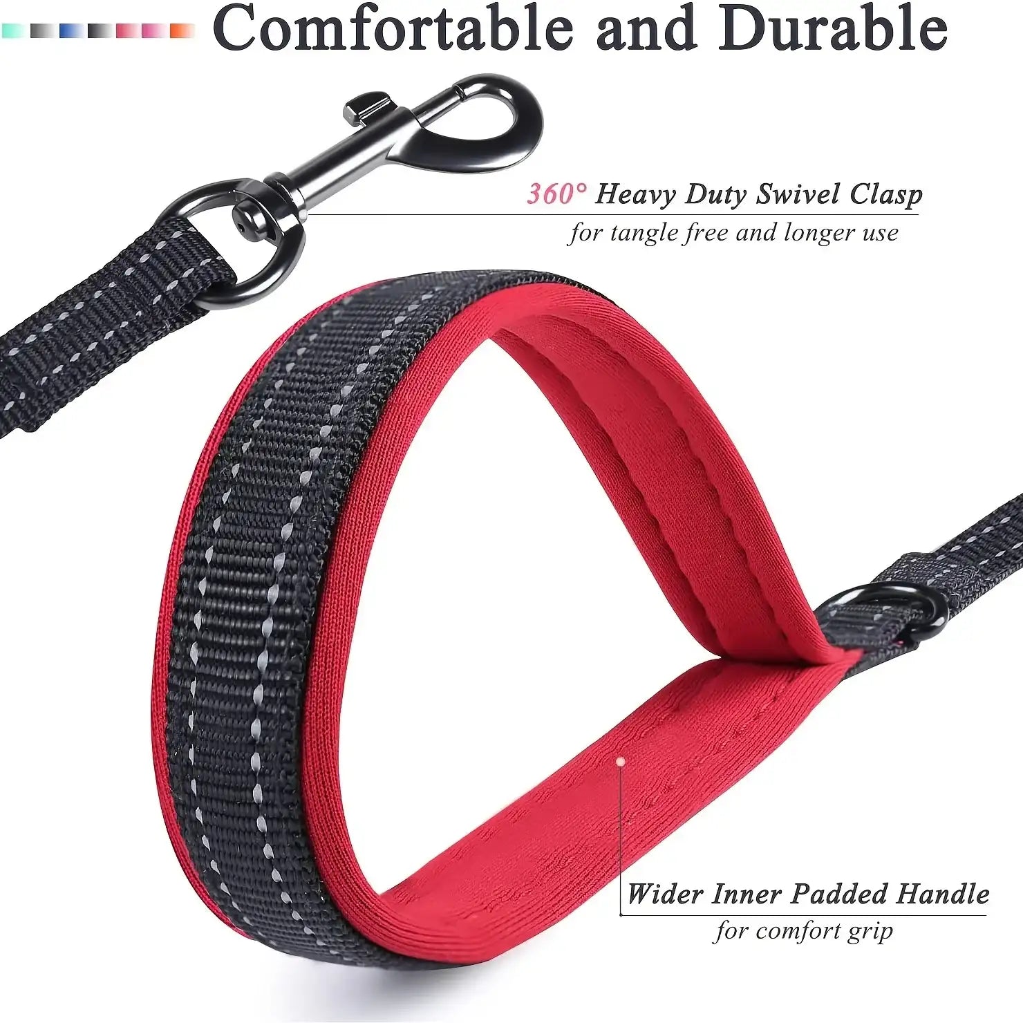 All Season Heavy Duty Dual Handle Dog Leash – Outdoor Travel Training Lead for Greater Control and Safety