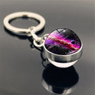 Galaxy Planet Keychain with Glass Ball Pendant | Earth Moon Solar System Key Ring for Bags, Vintage Starry Sky Universe Accessory - Moss Roze