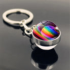 Galaxy Planet Keychain with Glass Ball Pendant | Earth Moon Solar System Key Ring for Bags, Vintage Starry Sky Universe Accessory - Moss Roze