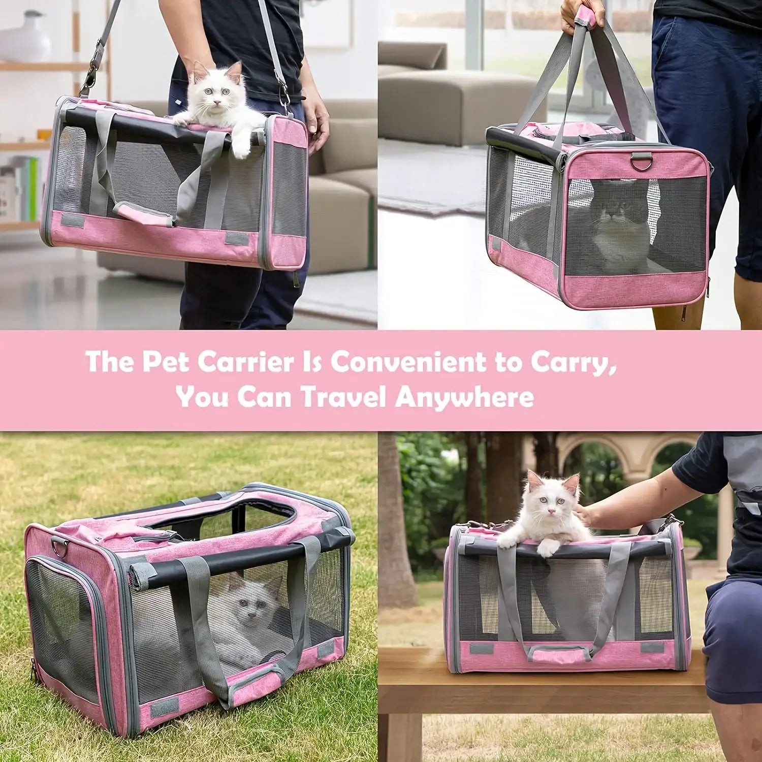 Soft-Sided Pet Carrier for Medium & Large Cats – Spacious Travel Bag for Cats Dogs