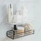 Wall Mounted Bathroom Shelf | Iron Corner Shower Rack with Drain Basket for Shampoo & Cosmetics – No Drill Storage Organizer for Bathroom & Kitchen - Moss Roze