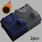 Men’s V-Neck Velvet Thermal Top | Thick Warm Fleece-Lined Long Sleeve Shirt Winter Base Layer M–4XL – Ideal Christmas Gift - Moss Roze