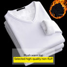 Men’s V-Neck Velvet Thermal Top | Thick Warm Fleece-Lined Long Sleeve Shirt Winter Base Layer M–4XL – Ideal Christmas Gift - Moss Roze