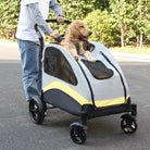 Foldable 4-Wheel Dog Stroller – Portable Pet Travel Carriage for Large Dogs & Cats, Breathable Outdoor Carrier