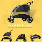 Foldable 4-Wheel Dog Stroller – Portable Pet Travel Carriage for Large Dogs & Cats, Breathable Outdoor Carrier