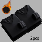 Men’s V-Neck Velvet Thermal Top | Thick Warm Fleece-Lined Long Sleeve Shirt Winter Base Layer M–4XL – Ideal Christmas Gift - Moss Roze