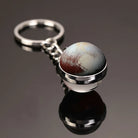 Galaxy Planet Keychain with Glass Ball Pendant | Earth Moon Solar System Key Ring for Bags, Vintage Starry Sky Universe Accessory - Moss Roze