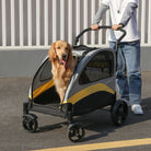 Foldable 4-Wheel Dog Stroller – Portable Pet Travel Carriage for Large Dogs & Cats, Breathable Outdoor Carrier